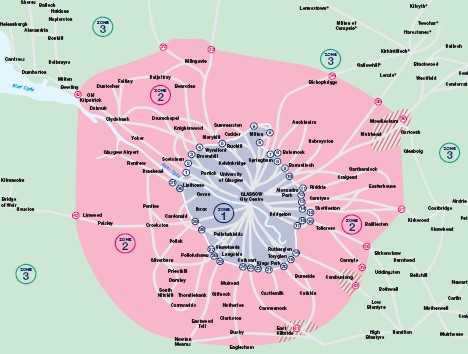 Mapa de las zonas tarifarias